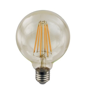 LED-Long-Fadenlampe Amber G95 goldfarben E27 