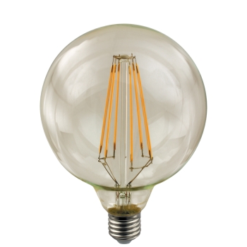 LED-Long-Fadenlampe Amber G125 goldfarben E27 